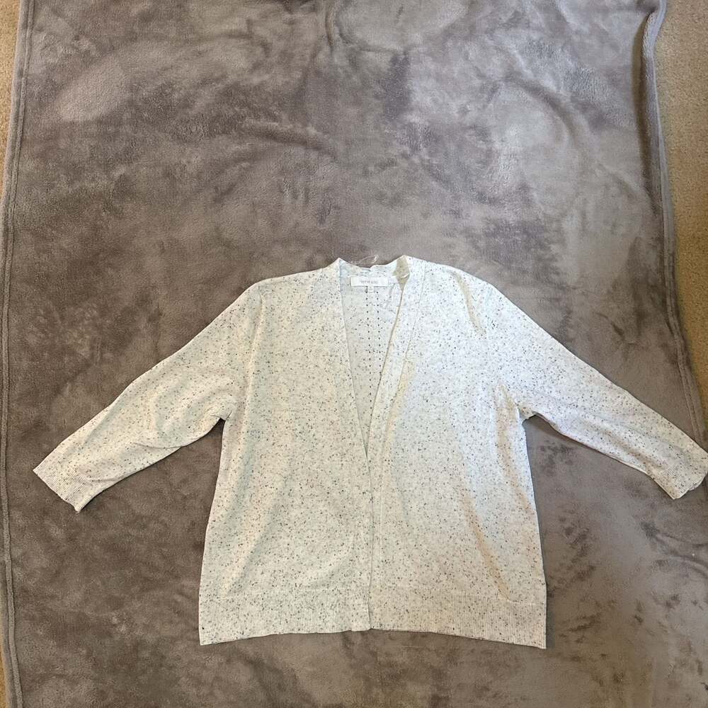 Verve Ami Ivory Black Speckled‎ Open-Front Cardigan Sweater